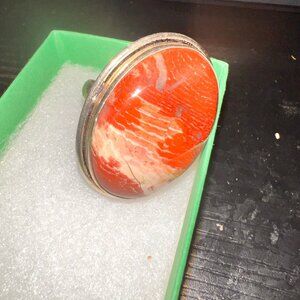 Natural Snake Skin Jasper 925 Sterling Silver Ring